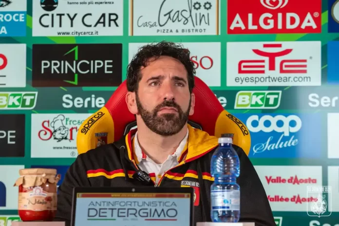 Fabio Caserta, allenatore del Catanzaro, in conferenza stampa alla vigilia di Frosinone-Catanzaro